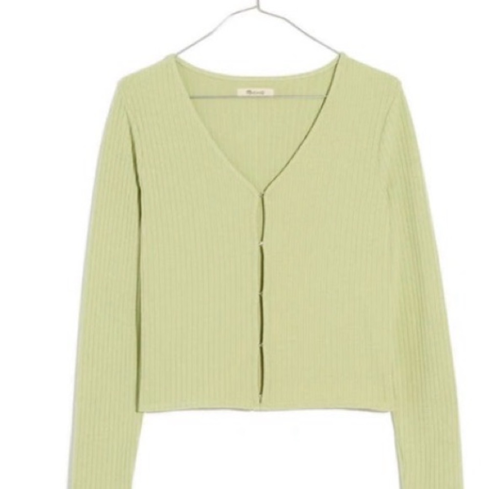Madewell Light Green Ribbed V-Neck Cardigan XXL